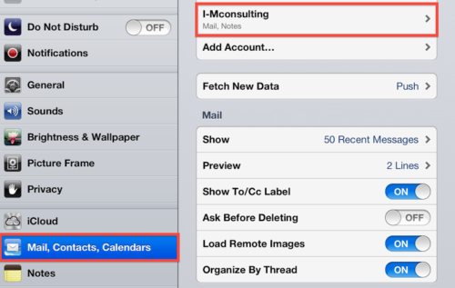 Configurazione posta elettronica iPad iPhone