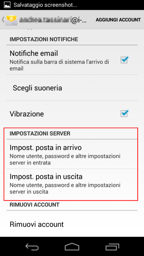 Configurazione posta elettronica per Android Configurazione posta elettronica per Android