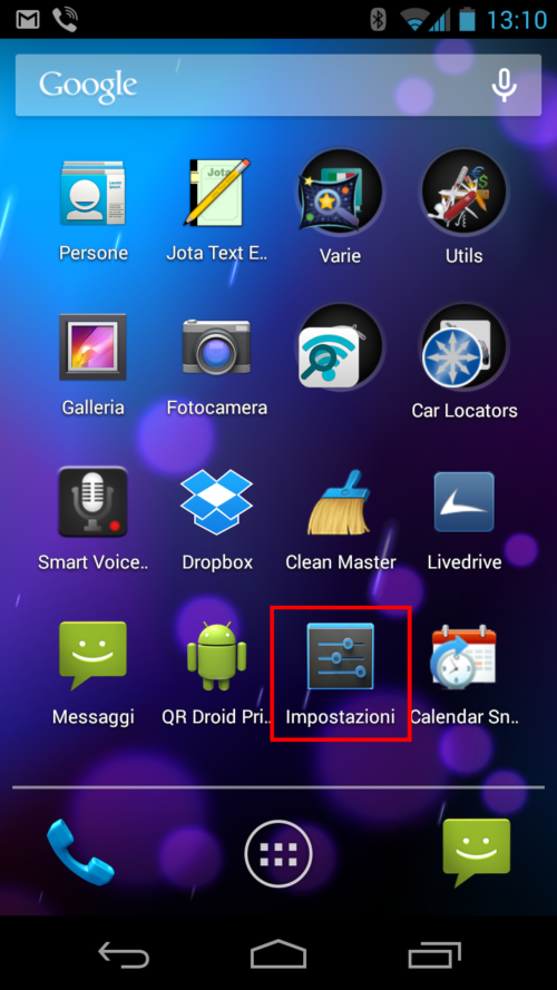 Configurazione posta elettronica per Android